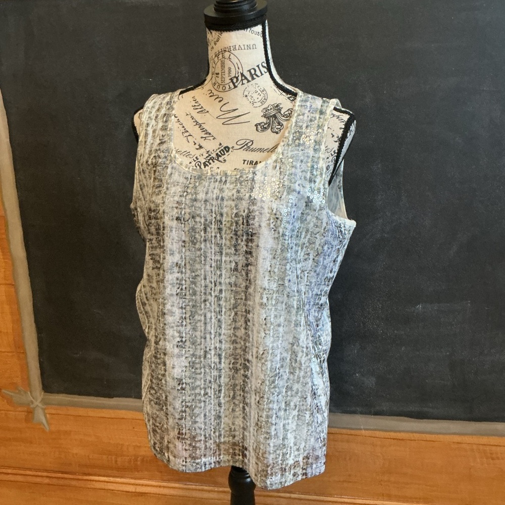 Chico's Shimmering Silver Sequin Tank Top